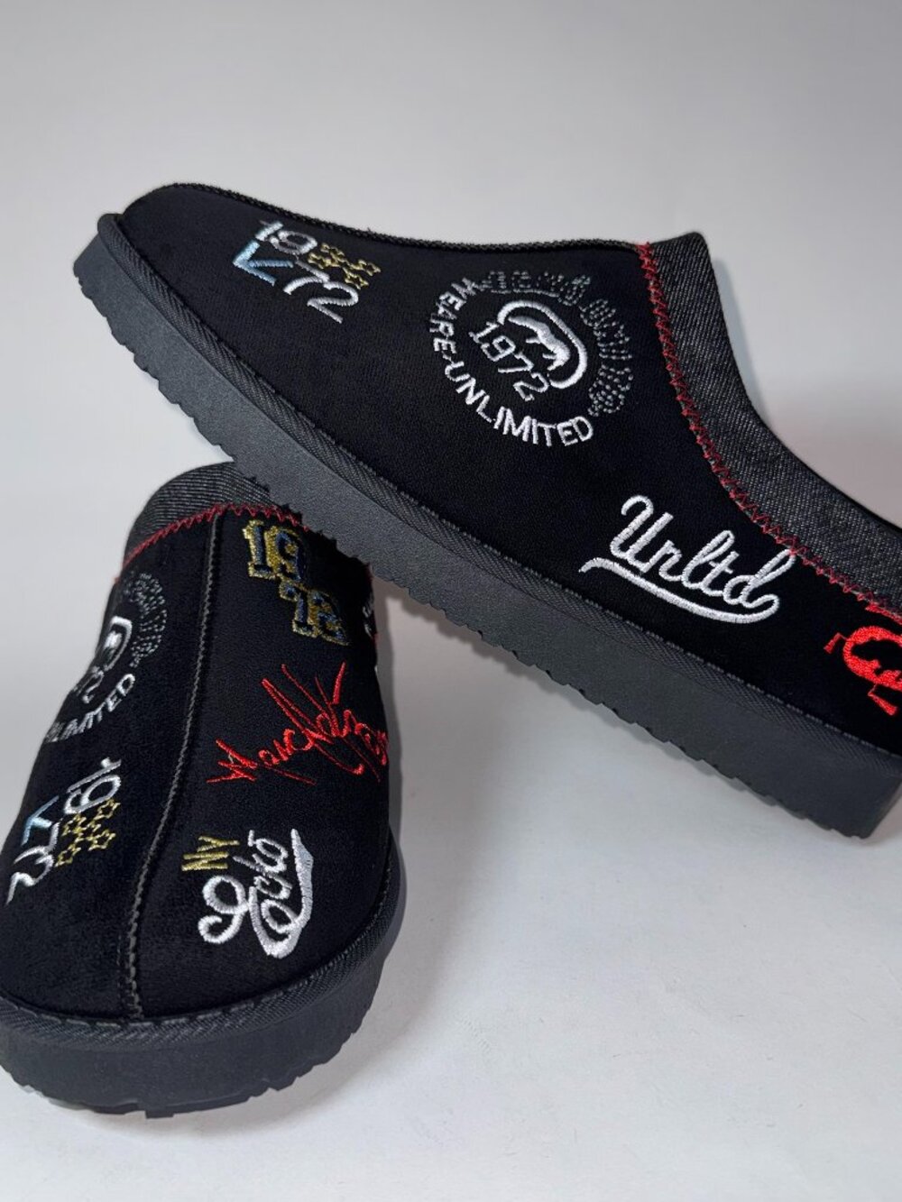 Ecko Fur Mule Mens Size 9.5 Y2k Style Palace x UGG Tasman Style Black Slipper